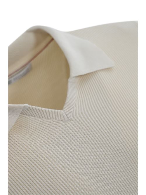 Polo a costine in cotone English white BRUNELLO CUCINELLI | M29400015CXV04